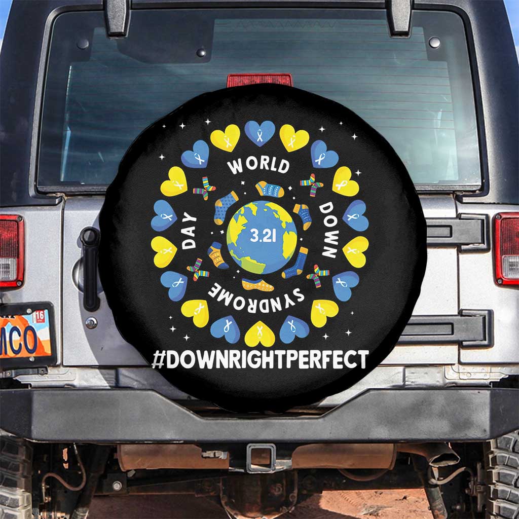 World Down Syndrome Day Spare Tire Cover 321 Awareness Support Blue Yellow Ribbon Down Right Perfect TS10 No hole Black Print Your Wear