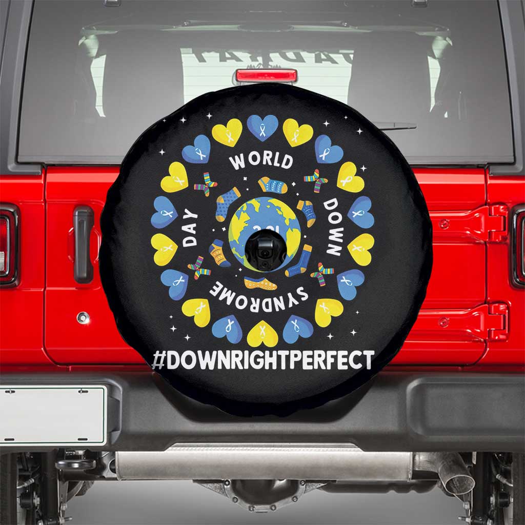 World Down Syndrome Day Spare Tire Cover 321 Awareness Support Blue Yellow Ribbon Down Right Perfect TS10 Black Print Your Wear