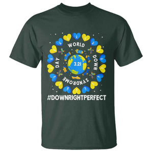 World Down Syndrome Day T Shirt 321 Awareness Support Blue Yellow Ribbon Down Right Perfect TS10 Dark Forest Green Print Your Wear