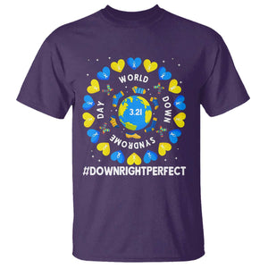 World Down Syndrome Day T Shirt 321 Awareness Support Blue Yellow Ribbon Down Right Perfect TS10 Purple Print Your Wear