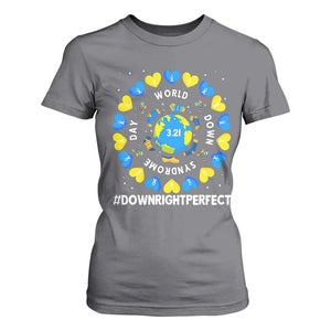 World Down Syndrome Day T Shirt For Women 321 Awareness Support Blue Yellow Ribbon Down Right Perfect TS10 Charcoal Print Your Wear