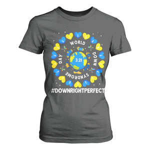 World Down Syndrome Day T Shirt For Women 321 Awareness Support Blue Yellow Ribbon Down Right Perfect TS10 Dark Heather Print Your Wear