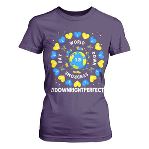 World Down Syndrome Day T Shirt For Women 321 Awareness Support Blue Yellow Ribbon Down Right Perfect TS10 Purple Print Your Wear