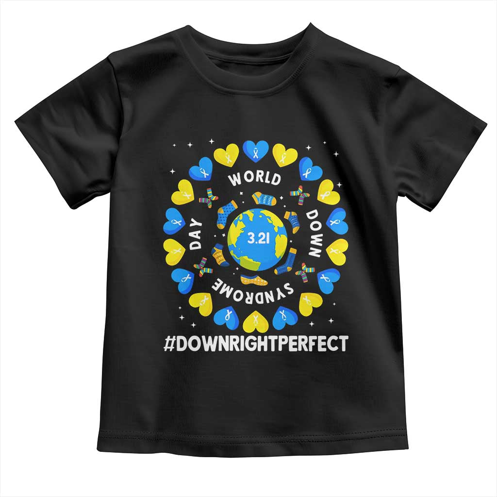 World Down Syndrome Day Toddler T Shirt 321 Awareness Support Blue Yellow Ribbon Down Right Perfect TS10 Black Print Your Wear