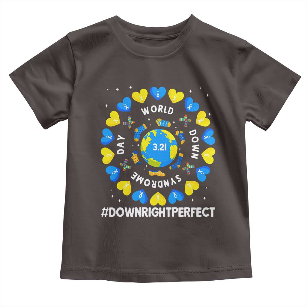 World Down Syndrome Day Toddler T Shirt 321 Awareness Support Blue Yellow Ribbon Down Right Perfect TS10 Dark Chocolate Print Your Wear