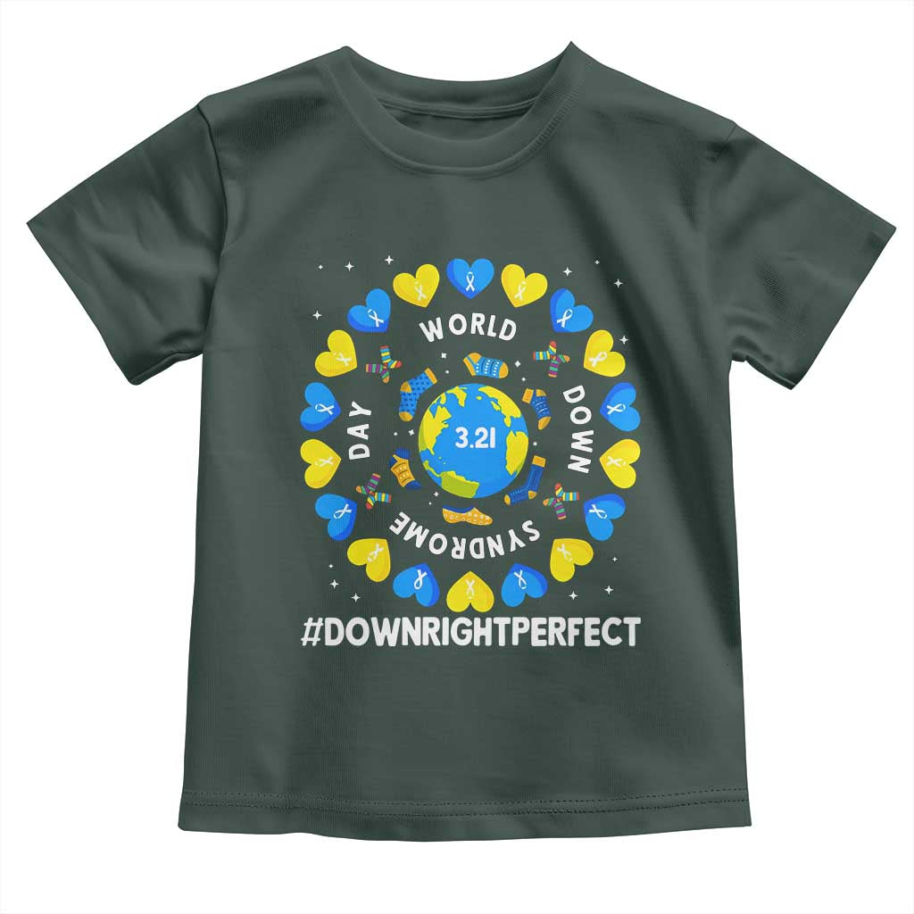 World Down Syndrome Day Toddler T Shirt 321 Awareness Support Blue Yellow Ribbon Down Right Perfect TS10 Dark Forest Green Print Your Wear