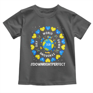 World Down Syndrome Day Toddler T Shirt 321 Awareness Support Blue Yellow Ribbon Down Right Perfect TS10 Dark Heather Print Your Wear
