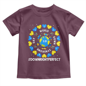 World Down Syndrome Day Toddler T Shirt 321 Awareness Support Blue Yellow Ribbon Down Right Perfect TS10 Maroon Print Your Wear