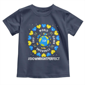 World Down Syndrome Day Toddler T Shirt 321 Awareness Support Blue Yellow Ribbon Down Right Perfect TS10 Navy Print Your Wear