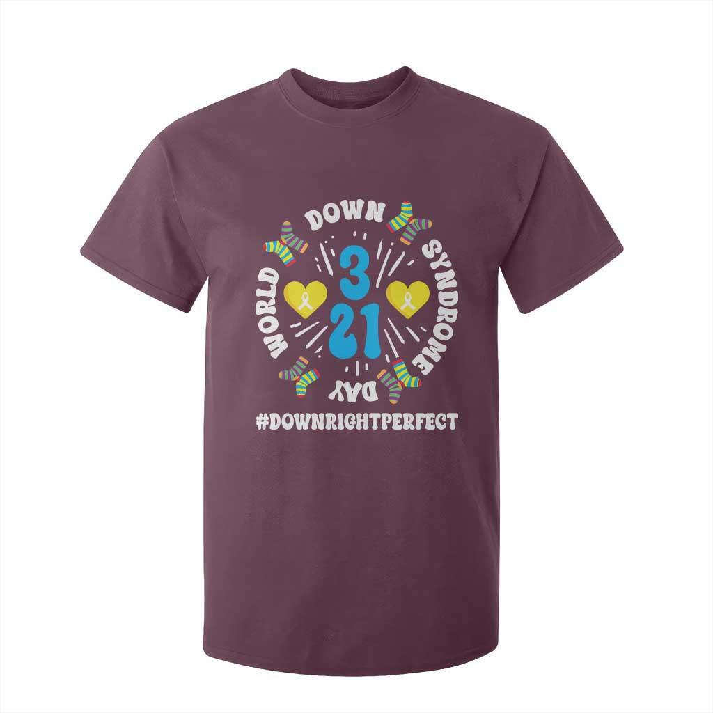 World Down Syndrome Day T Shirt For Kid 321 Awareness Support Blue Yellow Ribbon TS10 Maroon Print Your Wear