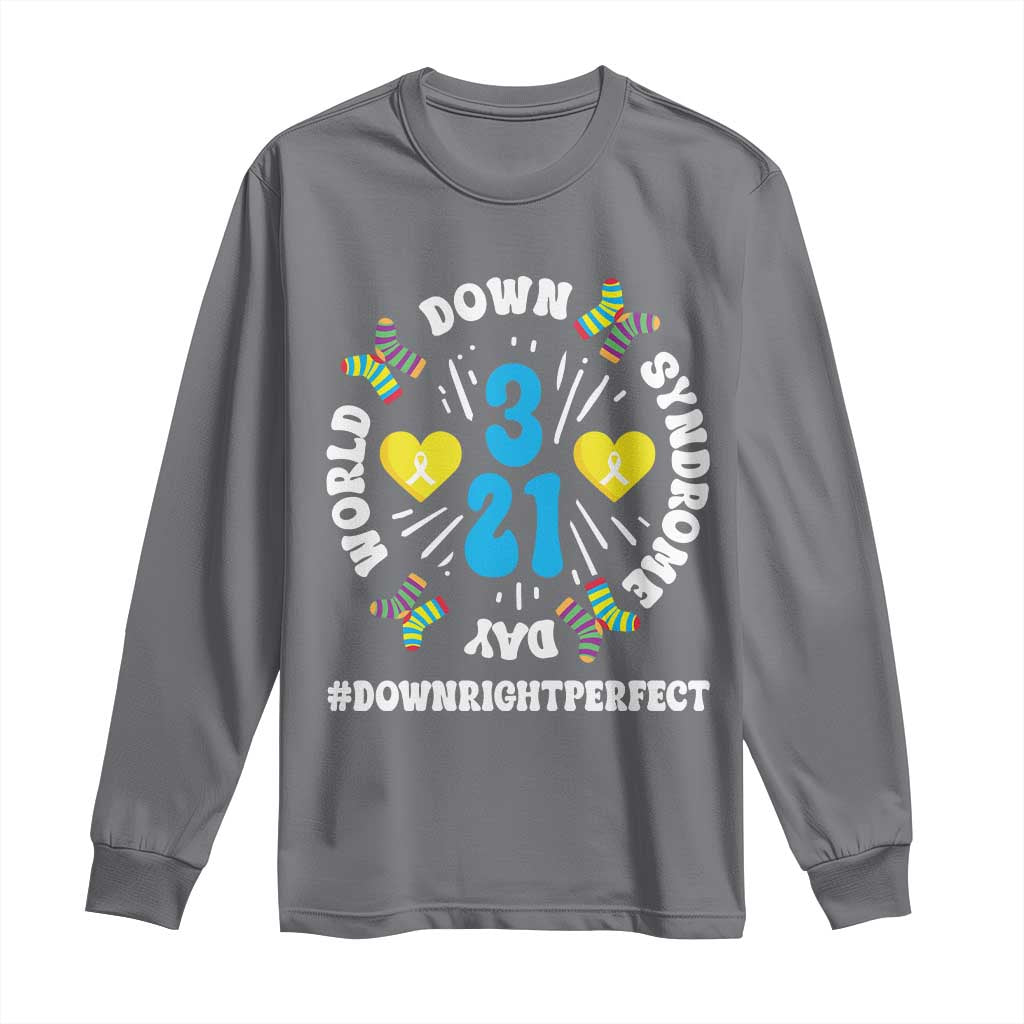World Down Syndrome Day Long Sleeve Shirt 321 Awareness Support Blue Yellow Ribbon TS10 Charcoal Print Your Wear