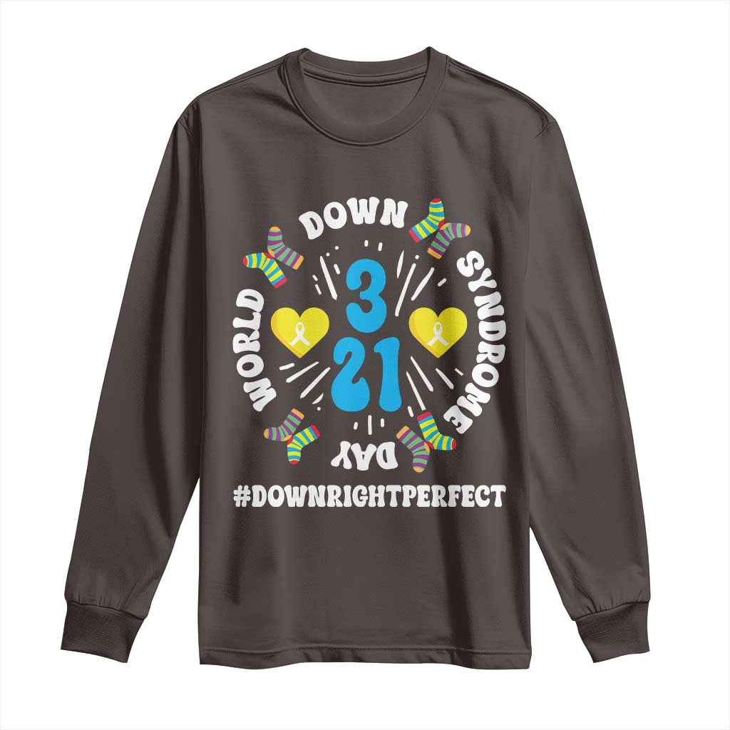 World Down Syndrome Day Long Sleeve Shirt 321 Awareness Support Blue Yellow Ribbon TS10 Dark Chocolate Print Your Wear
