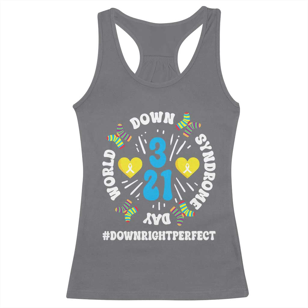 World Down Syndrome Day Racerback Tank Top 321 Awareness Support Blue Yellow Ribbon TS10 Charcoal Print Your Wear