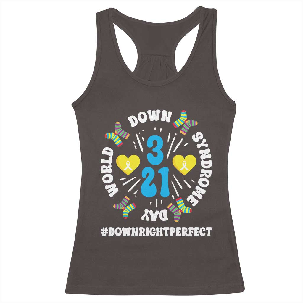 World Down Syndrome Day Racerback Tank Top 321 Awareness Support Blue Yellow Ribbon TS10 Dark Chocolate Print Your Wear