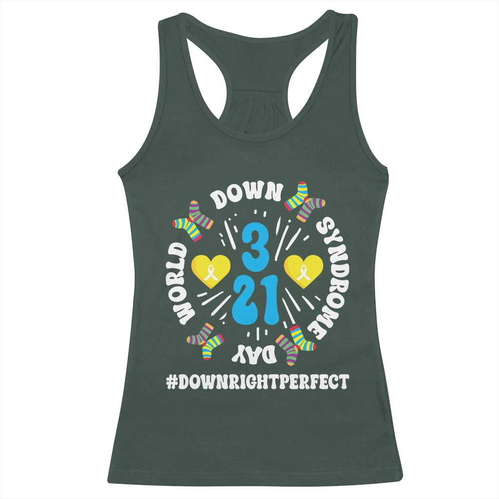World Down Syndrome Day Racerback Tank Top 321 Awareness Support Blue Yellow Ribbon TS10 Dark Forest Green Print Your Wear