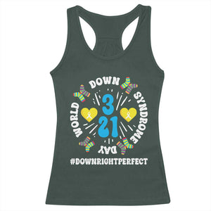 World Down Syndrome Day Racerback Tank Top 321 Awareness Support Blue Yellow Ribbon TS10 Dark Forest Green Print Your Wear
