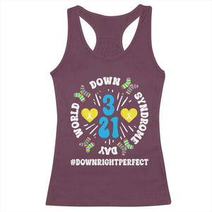 World Down Syndrome Day Racerback Tank Top 321 Awareness Support Blue Yellow Ribbon TS10 Maroon Print Your Wear