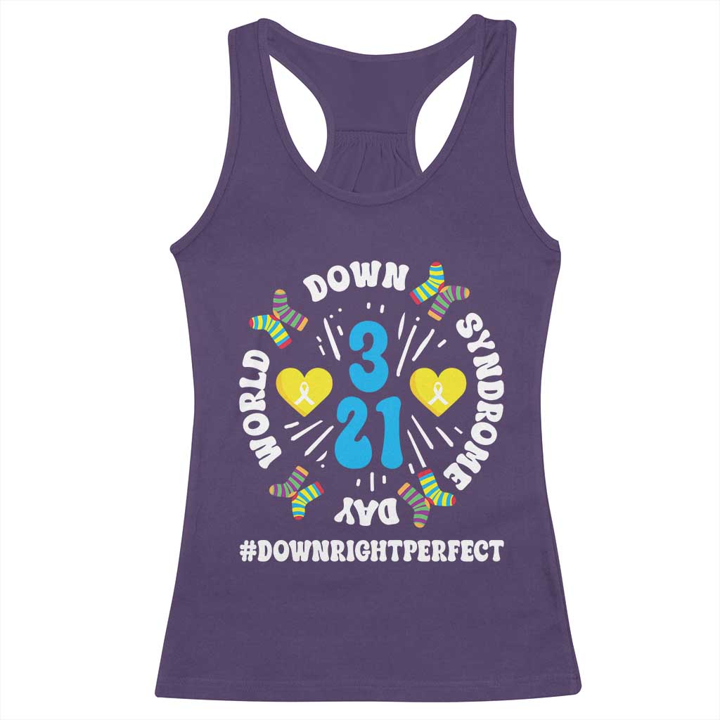 World Down Syndrome Day Racerback Tank Top 321 Awareness Support Blue Yellow Ribbon TS10 Purple Print Your Wear
