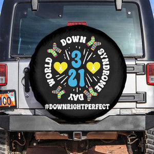World Down Syndrome Day Spare Tire Cover 321 Awareness Support Blue Yellow Ribbon TS10 No hole Black Print Your Wear