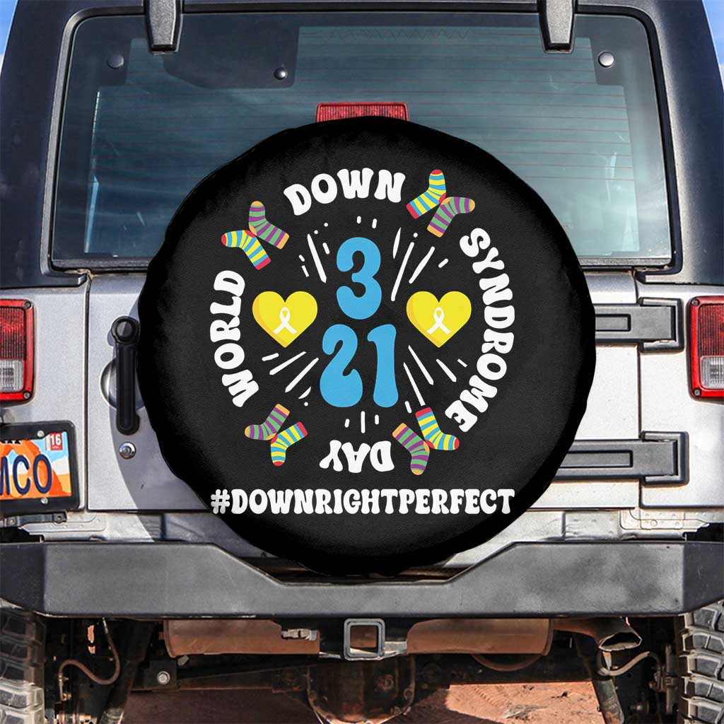 World Down Syndrome Day Spare Tire Cover 321 Awareness Support Blue Yellow Ribbon TS10 No hole Black Print Your Wear