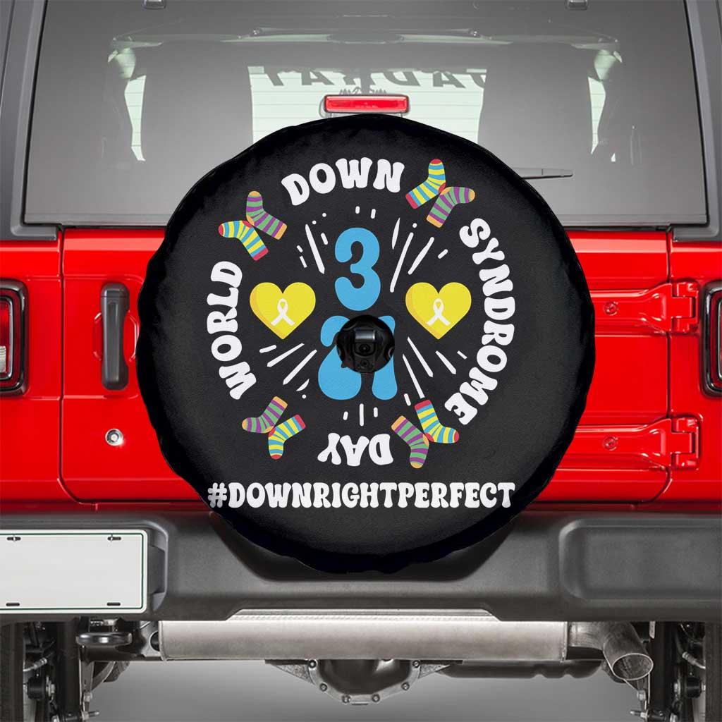 World Down Syndrome Day Spare Tire Cover 321 Awareness Support Blue Yellow Ribbon TS10 Black Print Your Wear