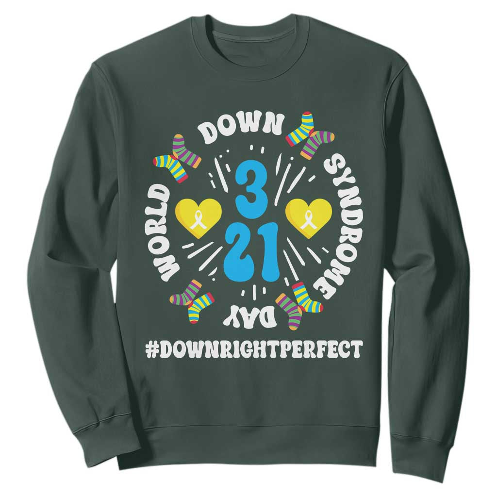 World Down Syndrome Day Sweatshirt 321 Awareness Support Blue Yellow Ribbon TS10 Dark Forest Green Print Your Wear