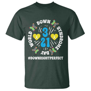 World Down Syndrome Day T Shirt 321 Awareness Support Blue Yellow Ribbon TS10 Dark Forest Green Print Your Wear