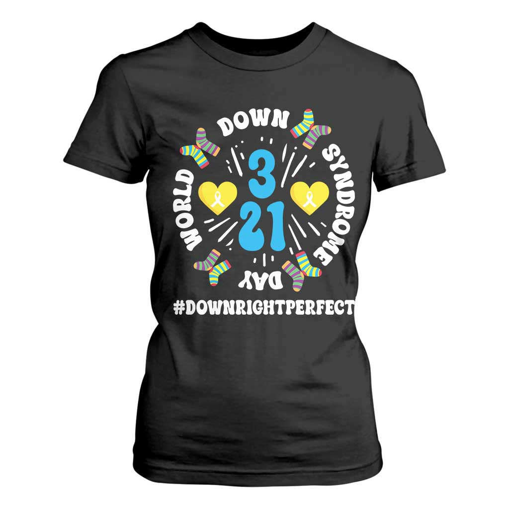 World Down Syndrome Day T Shirt For Women 321 Awareness Support Blue Yellow Ribbon TS10 Black Print Your Wear