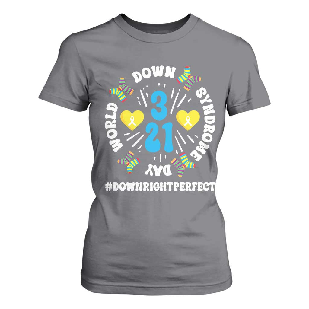 World Down Syndrome Day T Shirt For Women 321 Awareness Support Blue Yellow Ribbon TS10 Charcoal Print Your Wear