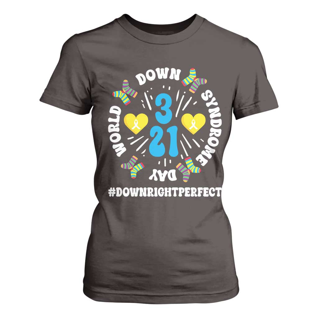 World Down Syndrome Day T Shirt For Women 321 Awareness Support Blue Yellow Ribbon TS10 Dark Chocolate Print Your Wear