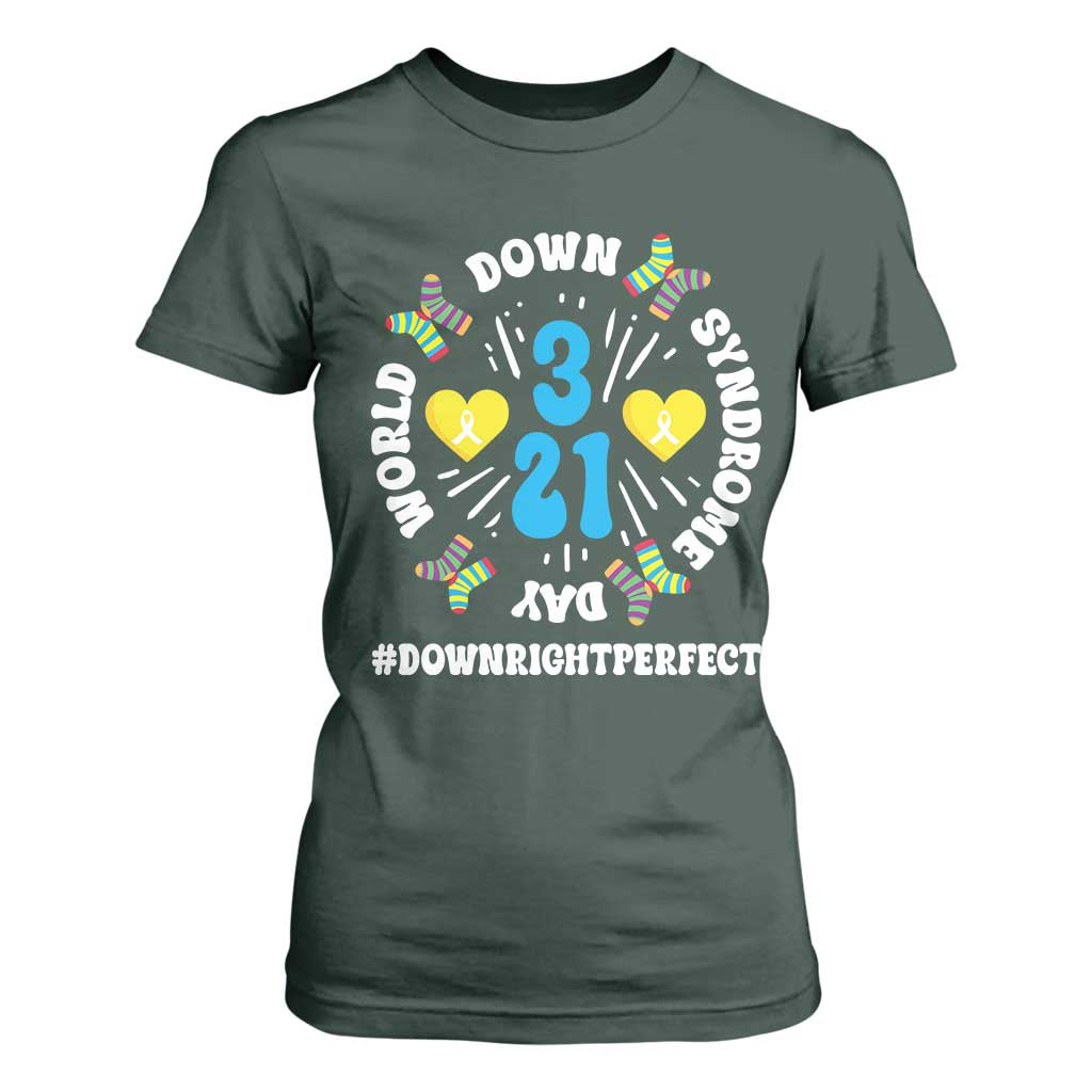 World Down Syndrome Day T Shirt For Women 321 Awareness Support Blue Yellow Ribbon TS10 Dark Forest Green Print Your Wear
