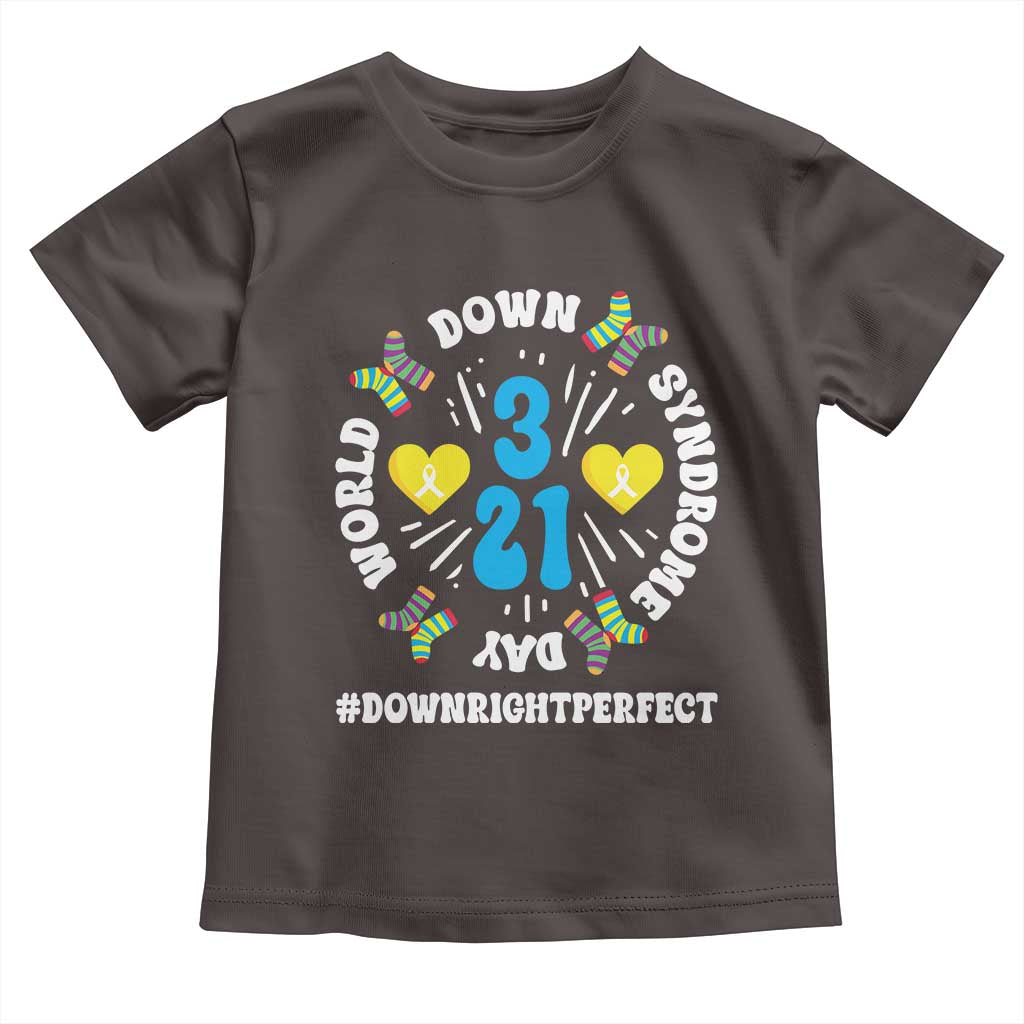 World Down Syndrome Day Toddler T Shirt 321 Awareness Support Blue Yellow Ribbon TS10 Dark Chocolate Print Your Wear