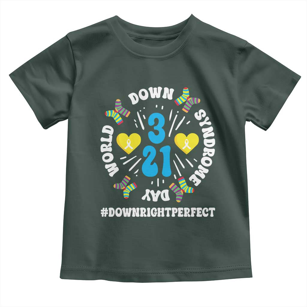 World Down Syndrome Day Toddler T Shirt 321 Awareness Support Blue Yellow Ribbon TS10 Dark Forest Green Print Your Wear
