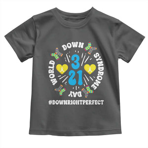 World Down Syndrome Day Toddler T Shirt 321 Awareness Support Blue Yellow Ribbon TS10 Dark Heather Print Your Wear