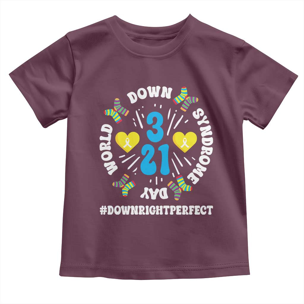 World Down Syndrome Day Toddler T Shirt 321 Awareness Support Blue Yellow Ribbon TS10 Maroon Print Your Wear