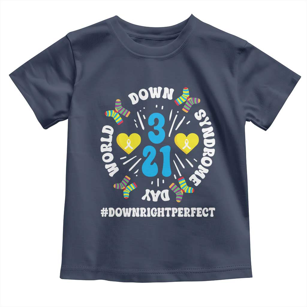 World Down Syndrome Day Toddler T Shirt 321 Awareness Support Blue Yellow Ribbon TS10 Navy Print Your Wear