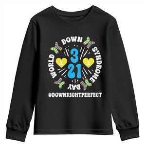 World Down Syndrome Day Youth Sweatshirt 321 Awareness Support Blue Yellow Ribbon TS10 Black Print Your Wear