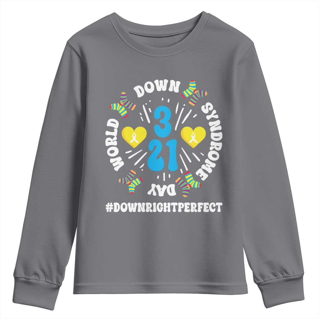 World Down Syndrome Day Youth Sweatshirt 321 Awareness Support Blue Yellow Ribbon TS10 Charcoal Print Your Wear