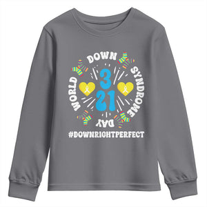 World Down Syndrome Day Youth Sweatshirt 321 Awareness Support Blue Yellow Ribbon TS10 Charcoal Print Your Wear