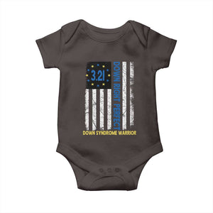 World Down Syndrome Day Baby Onesie Blue Yellow Ribbon American Flag 321 TS10 Dark Chocolate Print Your Wear