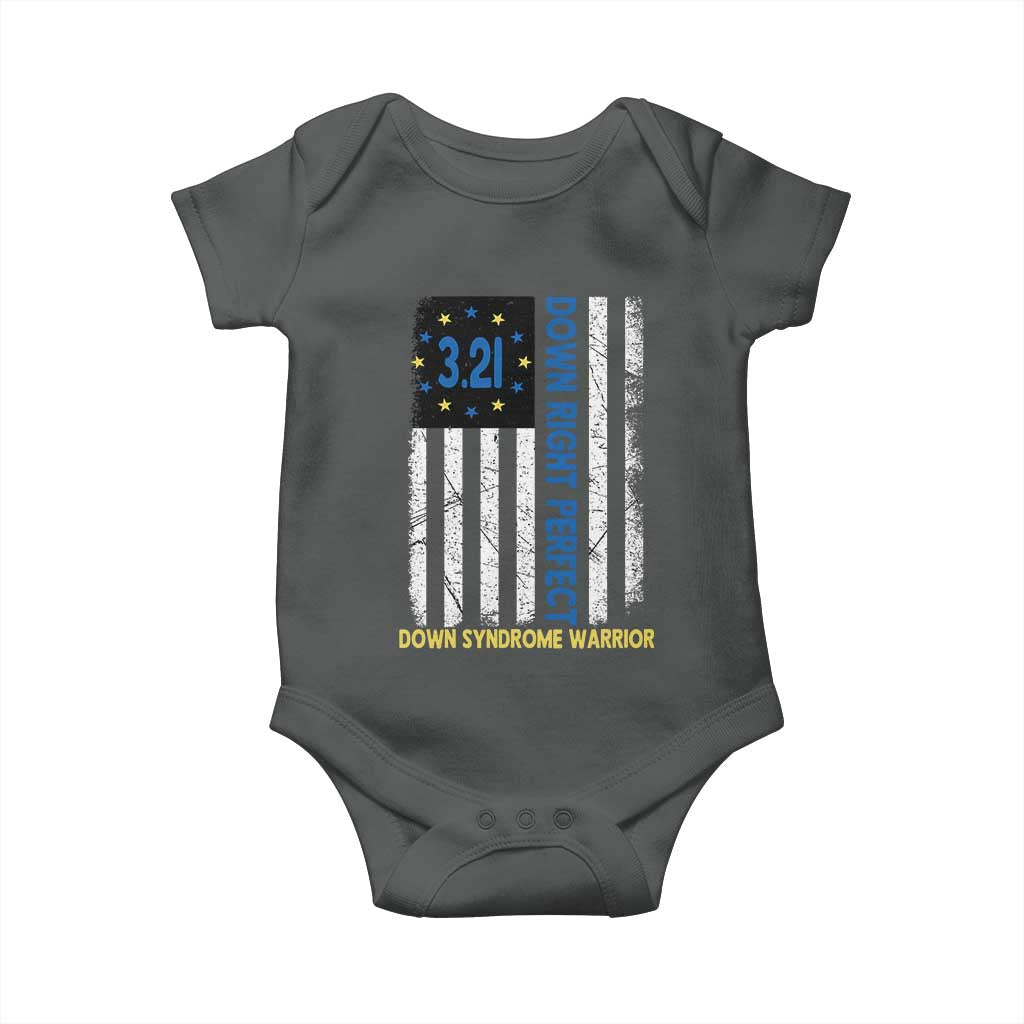 World Down Syndrome Day Baby Onesie Blue Yellow Ribbon American Flag 321 TS10 Dark Heather Print Your Wear