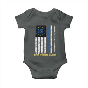 World Down Syndrome Day Baby Onesie Blue Yellow Ribbon American Flag 321 TS10 Dark Heather Print Your Wear