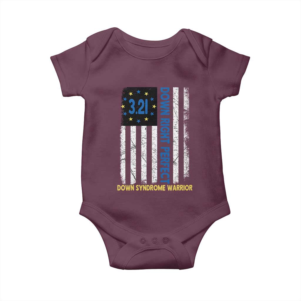 World Down Syndrome Day Baby Onesie Blue Yellow Ribbon American Flag 321 TS10 Maroon Print Your Wear