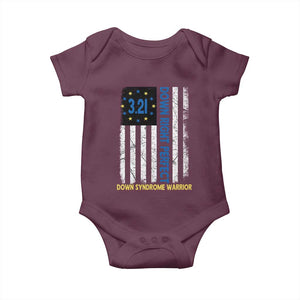 World Down Syndrome Day Baby Onesie Blue Yellow Ribbon American Flag 321 TS10 Maroon Print Your Wear