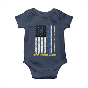 World Down Syndrome Day Baby Onesie Blue Yellow Ribbon American Flag 321 TS10 Navy Print Your Wear