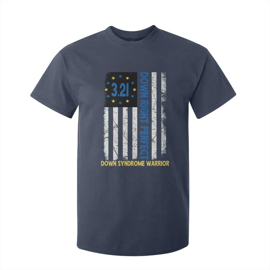 World Down Syndrome Day T Shirt For Kid Blue Yellow Ribbon American Flag 321 TS10 Navy Print Your Wear