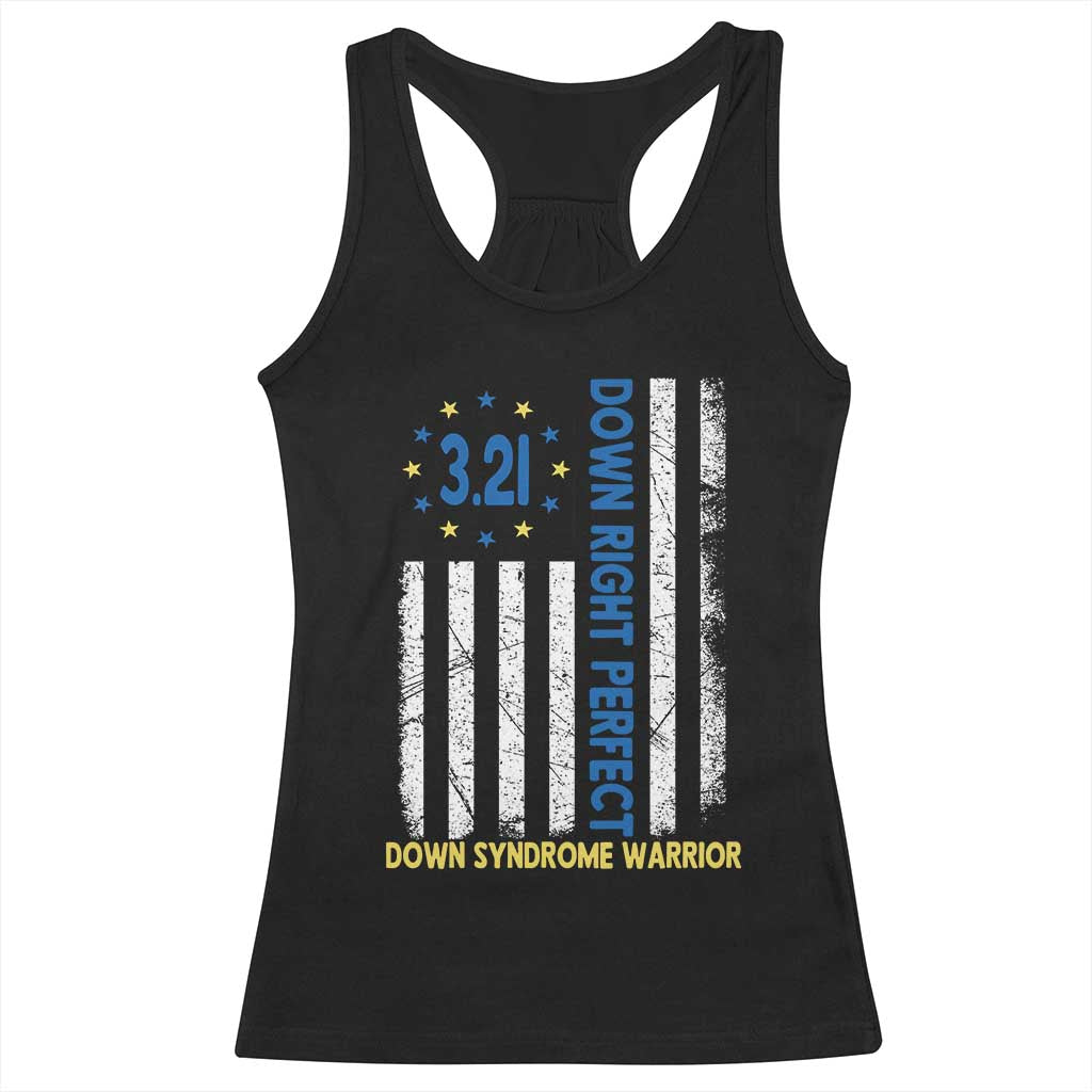 World Down Syndrome Day Racerback Tank Top Blue Yellow Ribbon American Flag 321 TS10 Black Print Your Wear