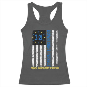 World Down Syndrome Day Racerback Tank Top Blue Yellow Ribbon American Flag 321 TS10 Dark Heather Print Your Wear