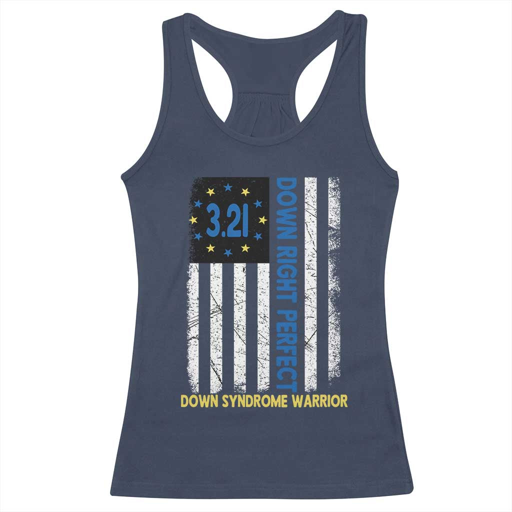 World Down Syndrome Day Racerback Tank Top Blue Yellow Ribbon American Flag 321 TS10 Navy Print Your Wear