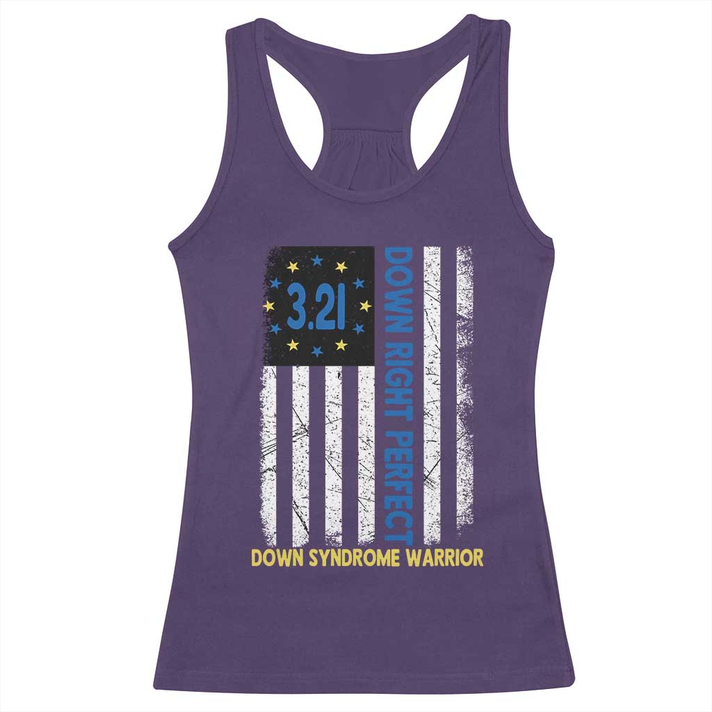 World Down Syndrome Day Racerback Tank Top Blue Yellow Ribbon American Flag 321 TS10 Purple Print Your Wear